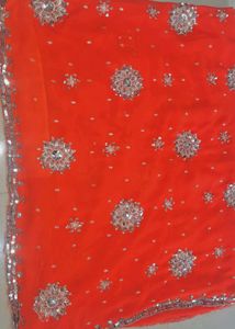 Orange Embellished Saree