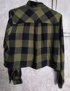 Olive Shirt Style Crop Top