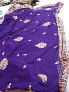 Navy Blue Designer Saree With Blouse
