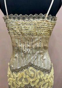 3d Applique Yellow Spaghetti Gown
