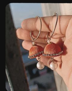 Orange Jhumka Earrings