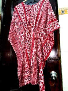 Kaftan For Women Red & White