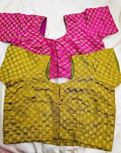 Festive Green &amp; Pink Stitched Blouse