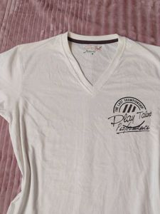 White Graphic Print Tee