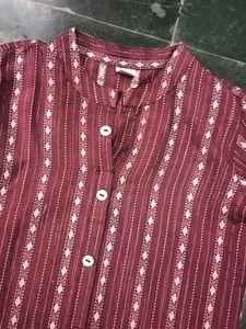 Maroon Striped Kurta Dress
