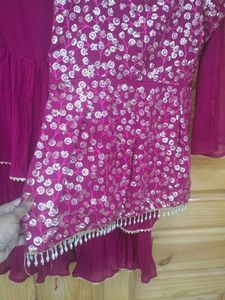 Pink Sequined Sharara Set With Duppata