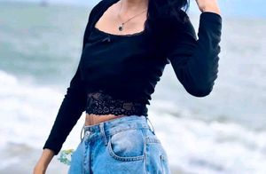 Lace Trim Long Sleeve Top