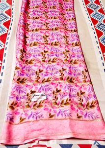 Pink Floral Print Saree
