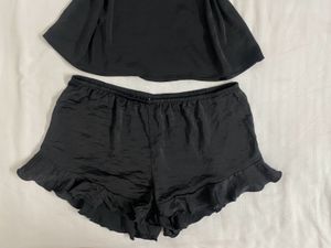 Black Lace Lingerie Set fits S/M(soft Satin )