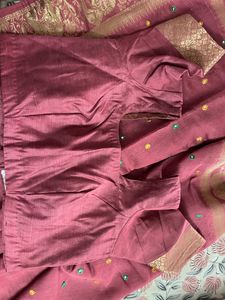 Maroon Silk Saree with Blouse