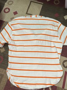 Striped White &amp; Orange Polo Shirt