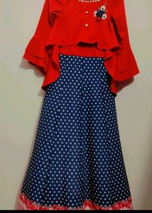 Red🔴 Blue🔵 Polka Dots Dress For 12- 14 Year Girl