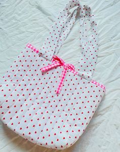 Heart Print Quilted Tote Bag🌸🎀