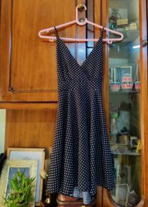 Polka Dot short flared black dress