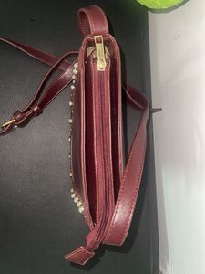 Burgundy Sling Bag with Pearl Detail