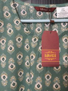 Green Printed Kurti With Tag And Free Earrings