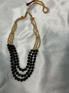 Pearl &amp; Black Bead Necklace Set