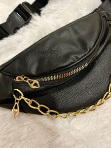 Black Chain Detail Fanny Belt Waist Bag