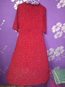 Red Floral Print Maxi Dress