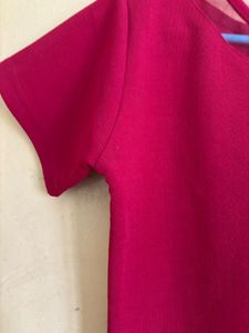 Burgundy Mesh Yoke Top