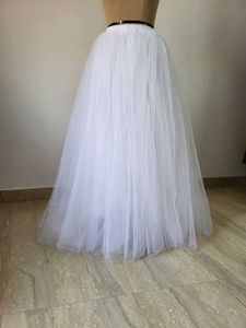 White Tulle high low  skirt