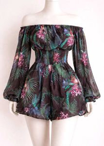 Tropical Print Off-Shoulder Romper
