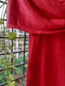 Red Unique Neck Top.
