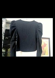 ZASTRAA Black Chic Puff Sleeve Top