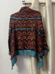 Patterned Open-Front Cardigan