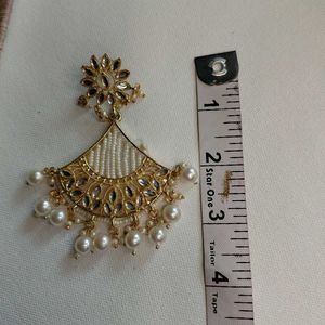 High Quality White Pearl Kundan Earrings