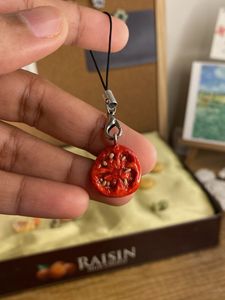 Tomato slice clay phone charm