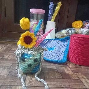 Crochet Flowers With Pot