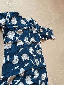 Floral Print Blue Dress