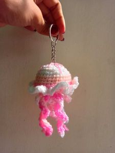 crochet jellyfish keychain