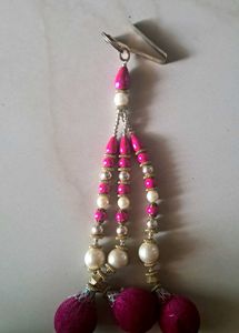 Elegant Pink and Pearl Beaded Latkan for Ethnic We
