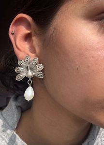 Peacock Pearl Drop Earrings