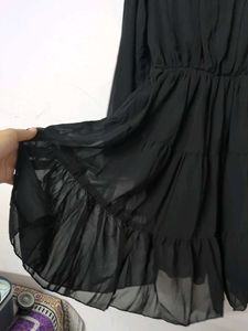 Black Tiered Long Sleeve Dress