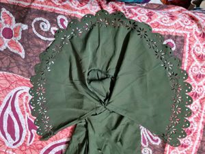 Olive Green Laser Cut Blouse