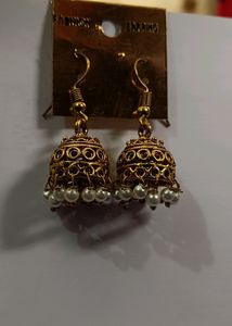 Oxidise Earring With Moti Latkan