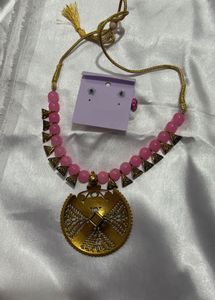 Brand new Pink Beaded Necklace &amp; Earrings Set