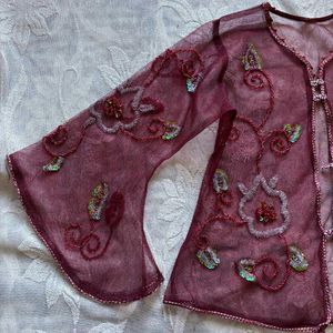 Sheer Sequin Embroidered Top