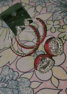 Red Beaded Earring Set