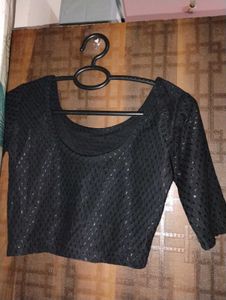 Black Textured Crop Top
