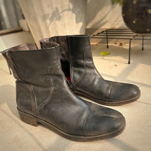 Black Leather Ankle Boots