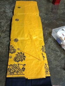 Yellow Floral Print Unstitched Salwar Kameez Fabri
