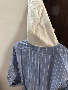 Striped Hooded Shirt Dress