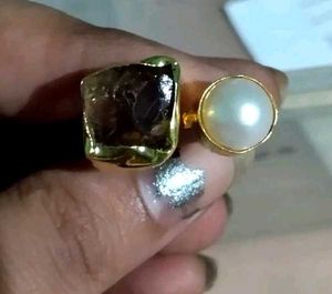 semi precious stones ring with real