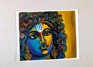 Abstract Krishna Art Painting on Canvas sheet