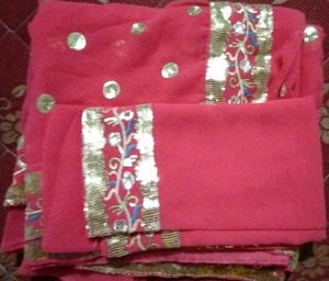 Pink & Gold Sequin Saree