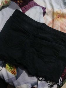 Black Distressed Denim Shorts
